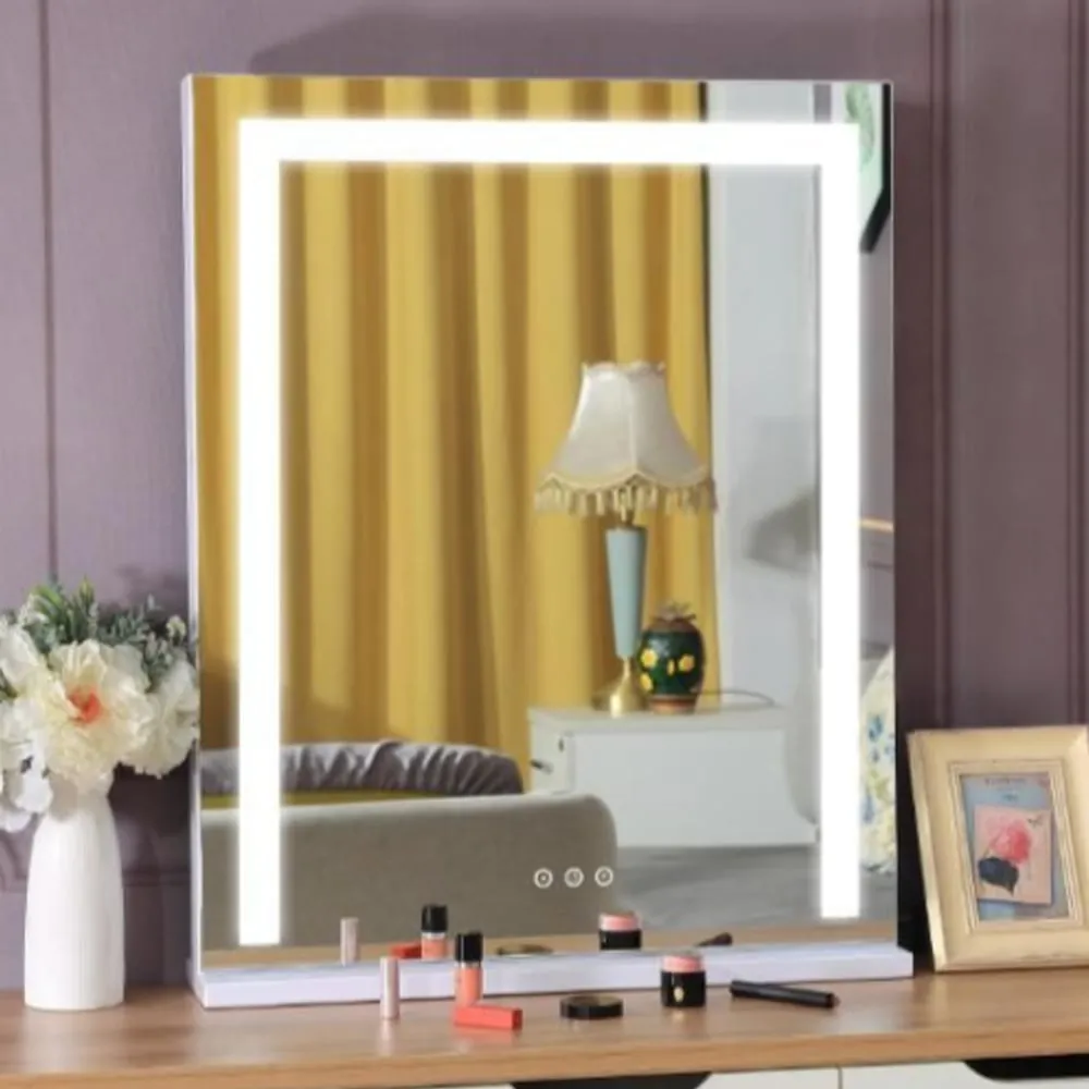 Geneva Portrait Dressing Mirror with LED Lighting - White