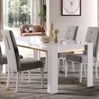 Geneva Small High Gloss Dining Table - White, Gold
