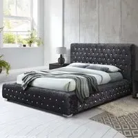Geneva Super King Size Bed Frame - Black, Crushed Velvet