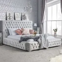 Geneva Super King Size Bed - Steel, Crushed Velvet alternate view