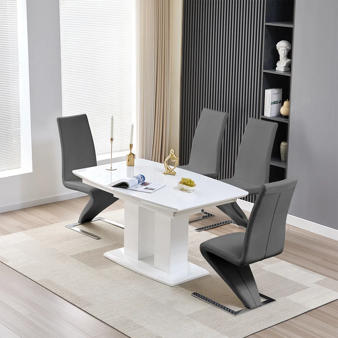 Genisimo Extendable Dining Table & 4 Demi Z Chairs - White, MDF product
