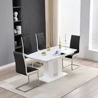 Genisimo Extendable Dining Table with 4 Symphony Chairs - White