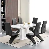 Genisimo Extendable Dining Table with 6 Demi Z Chairs - White