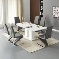 Genisimo Extendable Dining Table with 6 Demi Z Chairs - White
