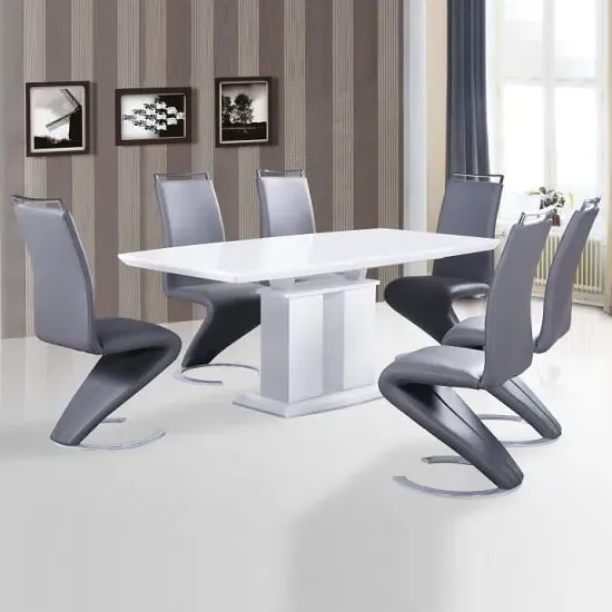 Genisimo Extendable Dining Table with 6 Summer Chairs - White, MDF image