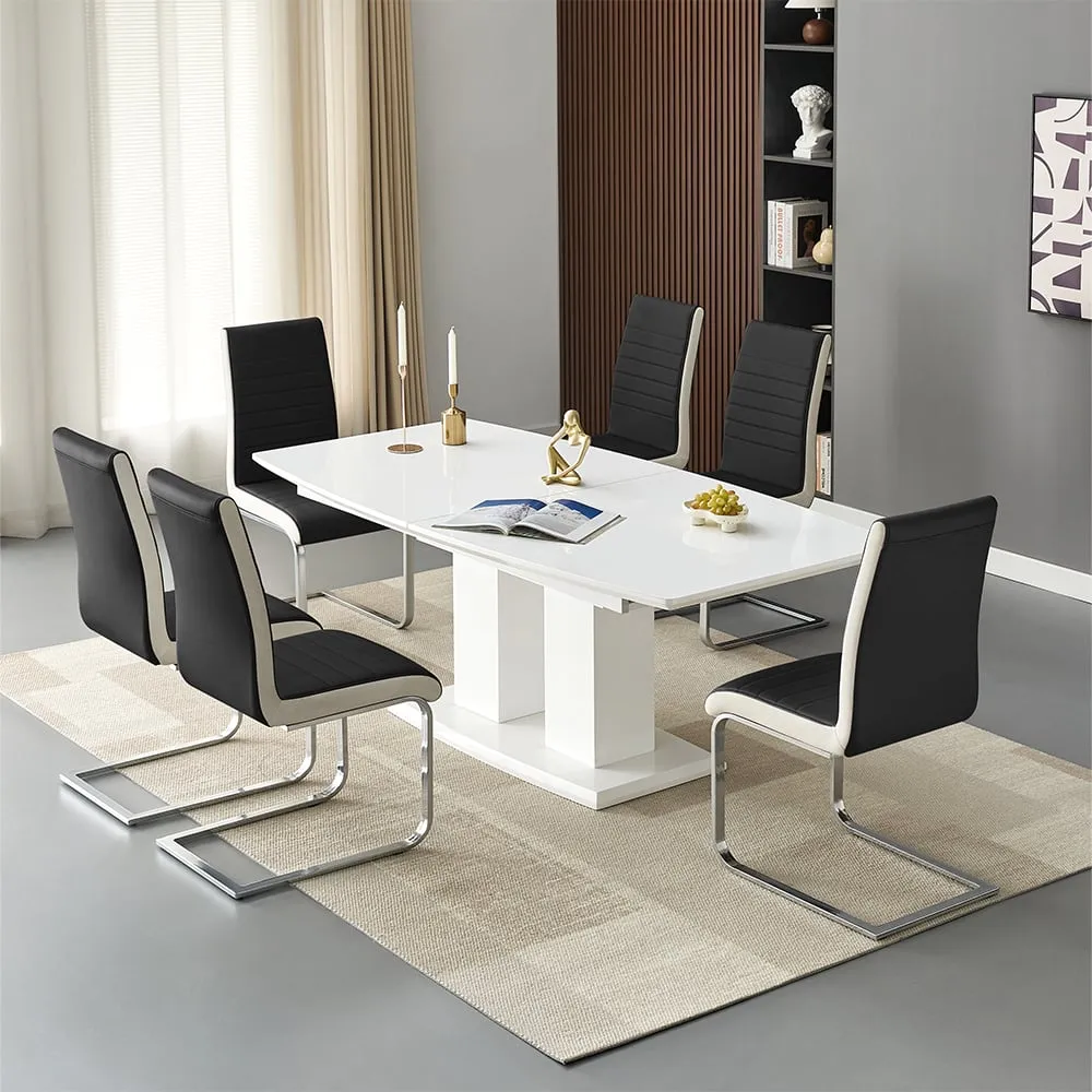 Genisimo Extendable Dining Table with 6 Symphony Chairs - Black