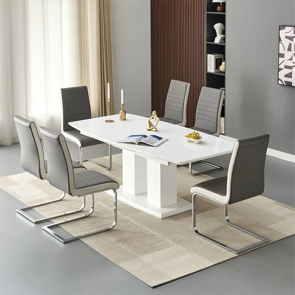 Genisimo Extendable Dining Table with 6 Symphony Chairs - Grey