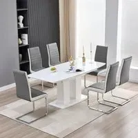 Genisimo Extendable Dining Table with 6 Symphony Chairs - White