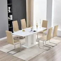 Genisimo Extendable Dining Table with 6 Symphony Chairs - White