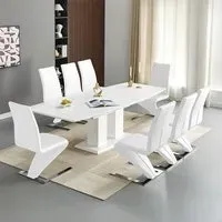 Genisimo Extendable Dining Table with 8 Demi Z Chairs - White