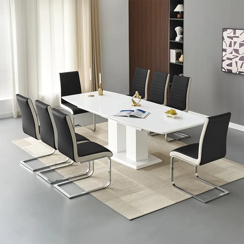 Genisimo Extendable Dining Table with 8 Symphony Chairs - Black image