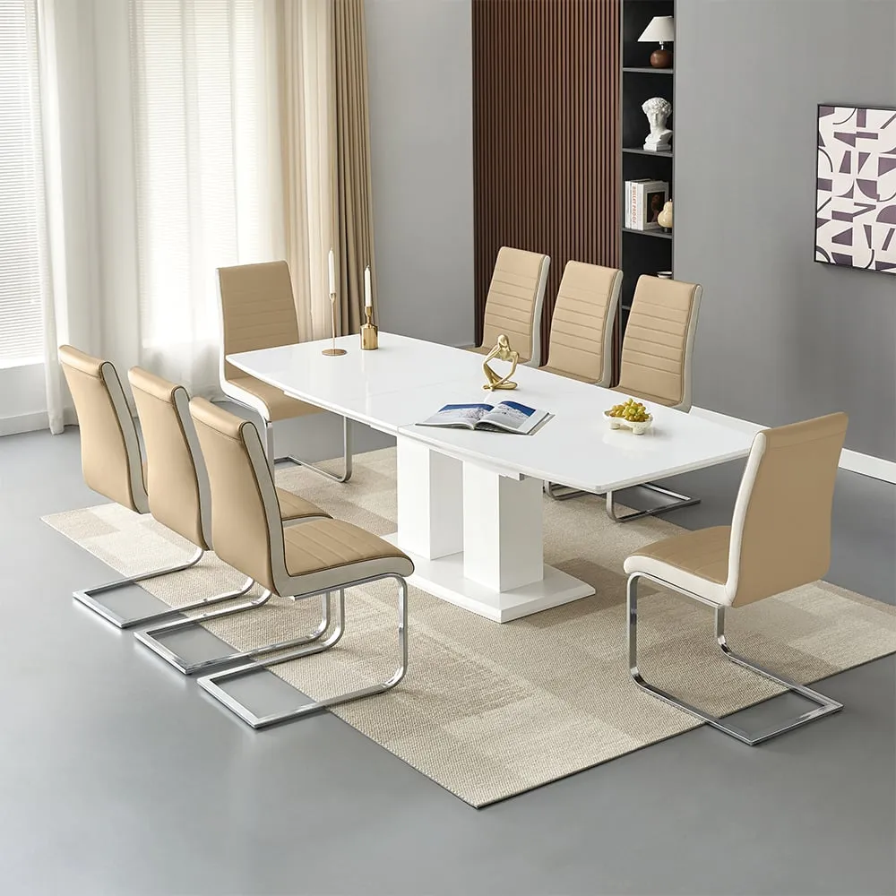Genisimo Extendable Dining Table with 8 Symphony Chairs - Taupe