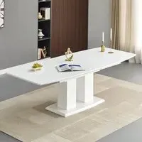 Genisimo Large Extendable Dining Table - White, High Gloss MDF