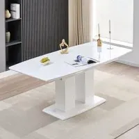 Genisimo Small Extendable Dining Table - White, High Gloss MDF