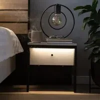 Genoa Bedside Cabinet with LED - Grey