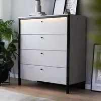 Genoa Chest of 4 Drawers with LED - Grey