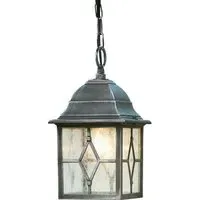 Genoa Square Outdoor Pendant Light - Black Silver, Glass