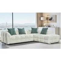 Genova Left Hand L-Shaped Corner Sofa - Beige, Fabric