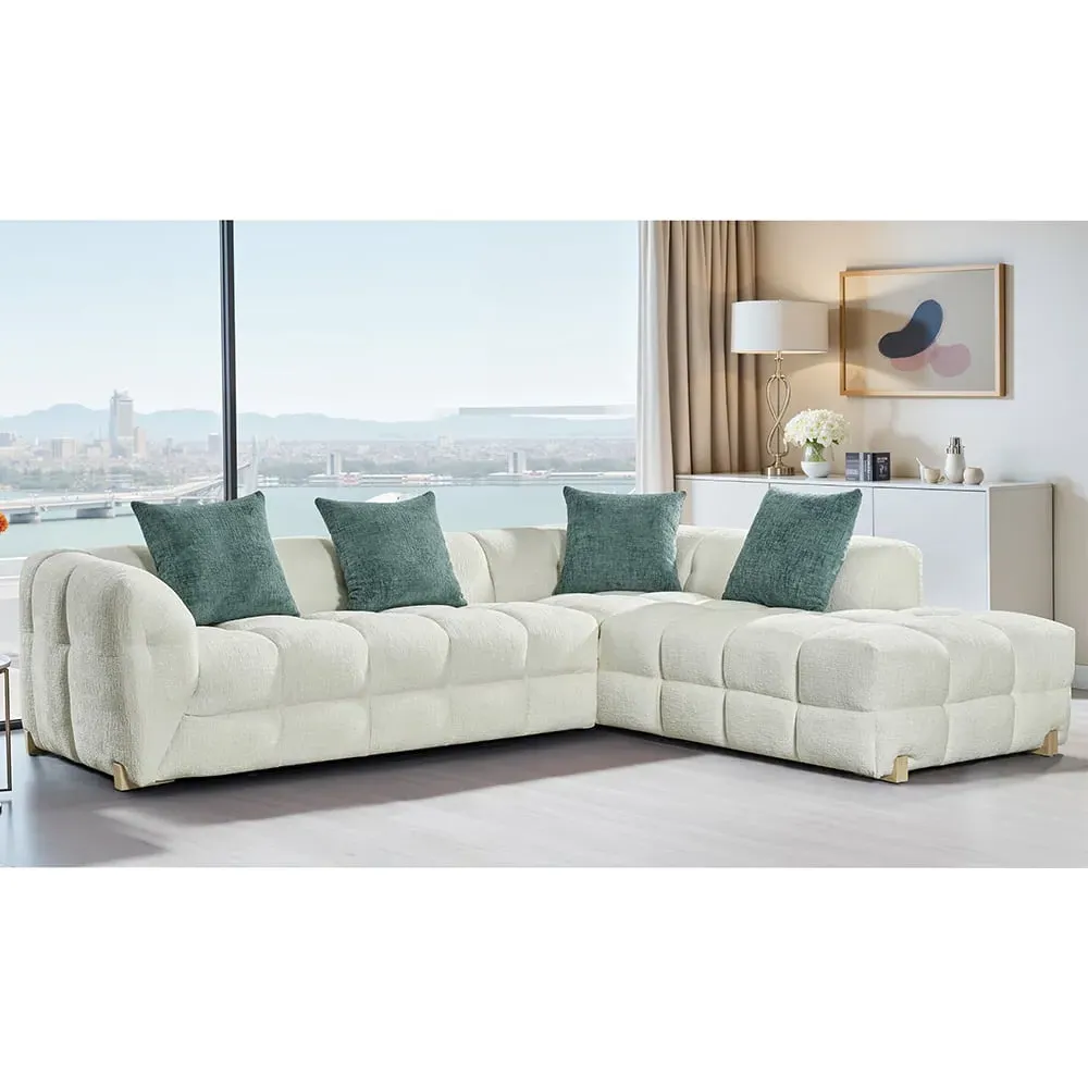 Genova Left Hand L-Shaped Corner Sofa - Beige, Fabric image