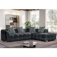 Genova Left Hand L-Shaped Corner Sofa - Charcoal, Fabric