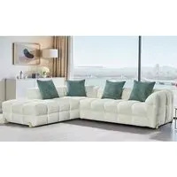 Genova Right Hand L-Shaped Corner Sofa - Beige, Fabric