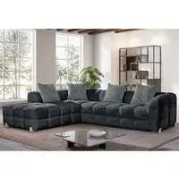 Genova Right Hand L-Shaped Corner Sofa - Charcoal, Fabric