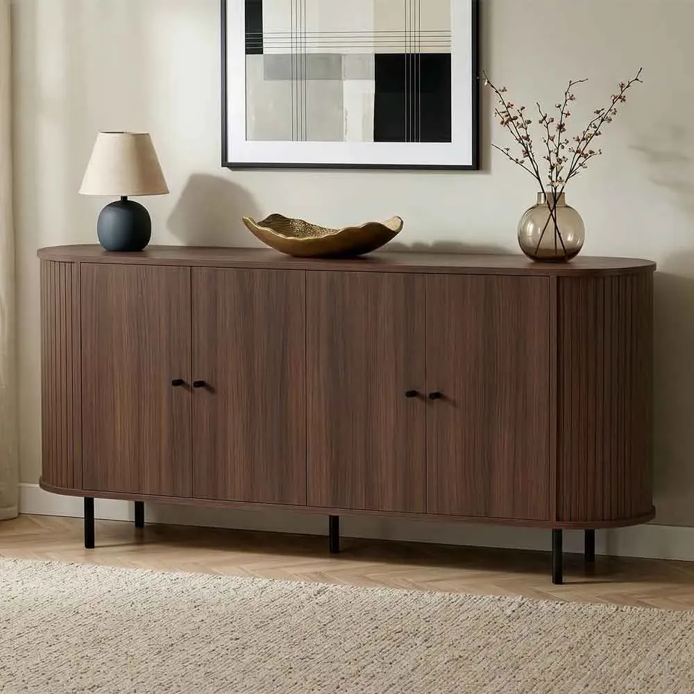 Gentle 4-Door Sideboard - Walnut, Melamine Coated Particleboard product