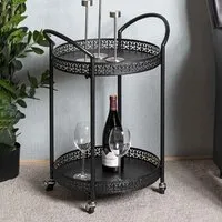 Georgetown Round 2-Tier Bar Trolley - Black, Metal alternate view