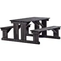 Gerik Large Picnic Table with Parasol Hole - Dark Grey, Pine