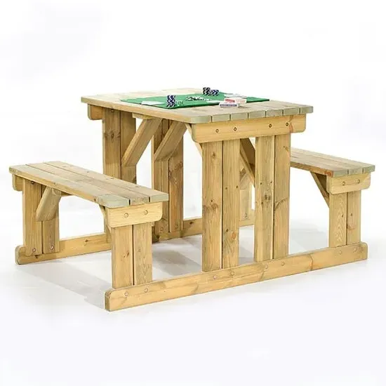 Gerik Small Outdoor Seating Bench Set - Green, Pine product