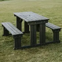 Gerik Timber 6-Seater Walk-In Garden Bench - Dark Grey, Pine