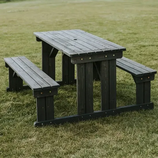 Gerik Timber 6-Seater Walk-In Garden Bench - Dark Grey, Pine image