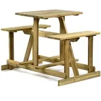 Gerik Walk-In Picnic Table Set - Green Natural, Pine