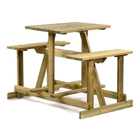 Gerik Walk-In Picnic Table Set - Green Natural, Pine image
