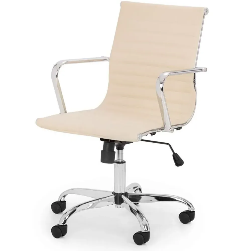 Gerry Office Chair - Ivory, Faux Leather