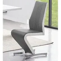 Gia Dining Chair - Grey, Faux Leather