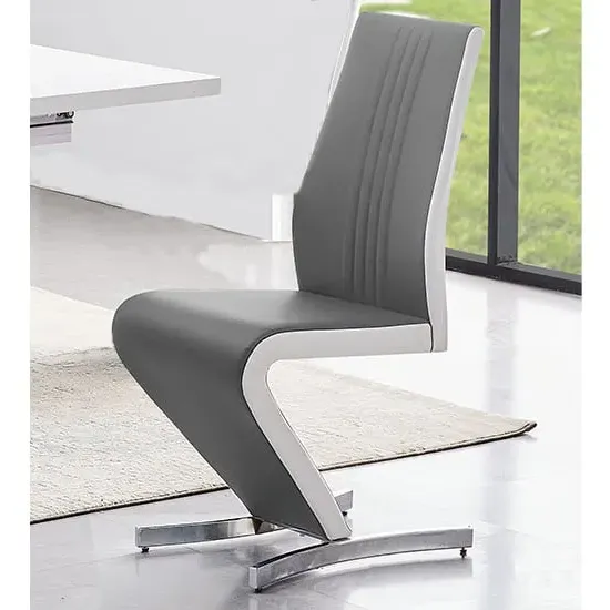 Gia Dining Chair - Grey, Faux Leather