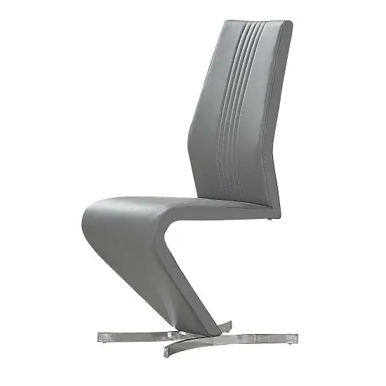Gia Dining Chair with Chrome Base - Grey, Faux Leather product