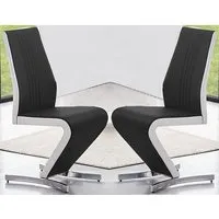 Gia Dining Chairs in Pair - Black & White, Faux Leather alternate view