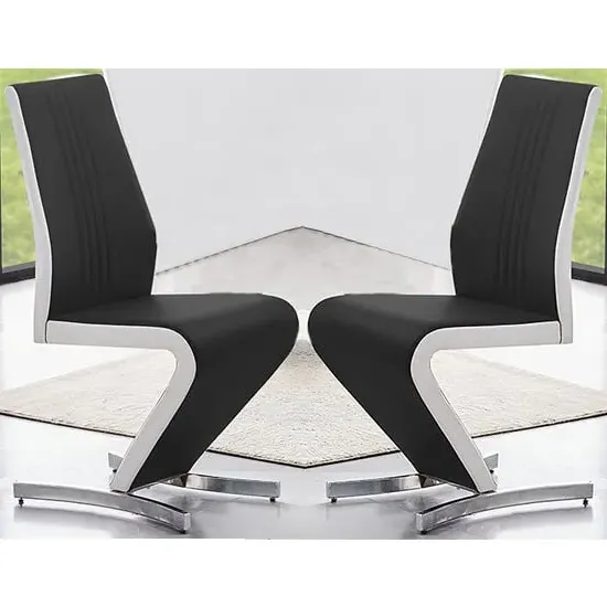 Gia Dining Chairs in Pair - Black & White, Faux Leather product