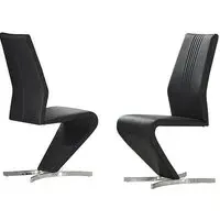 Gia Dining Chairs Pair - Black, Faux Leather