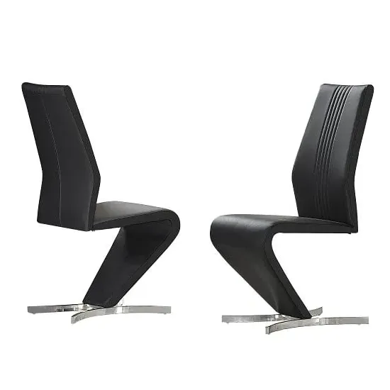 Gia Dining Chairs Pair - Black, Faux Leather image