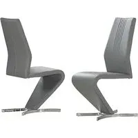 Gia Dining Chairs Set of 2 - Grey, Faux Leather