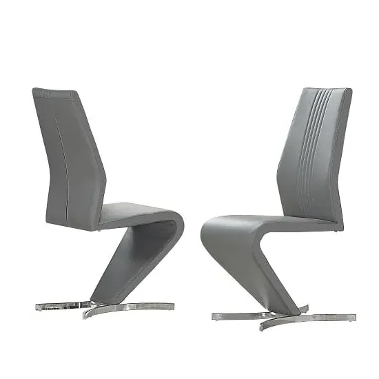 Gia Dining Chairs Set of 2 - Grey, Faux Leather image