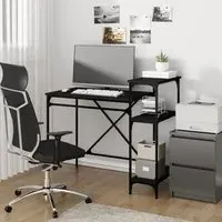 Gia Small Computer Desk with Shelves - Black, Wood