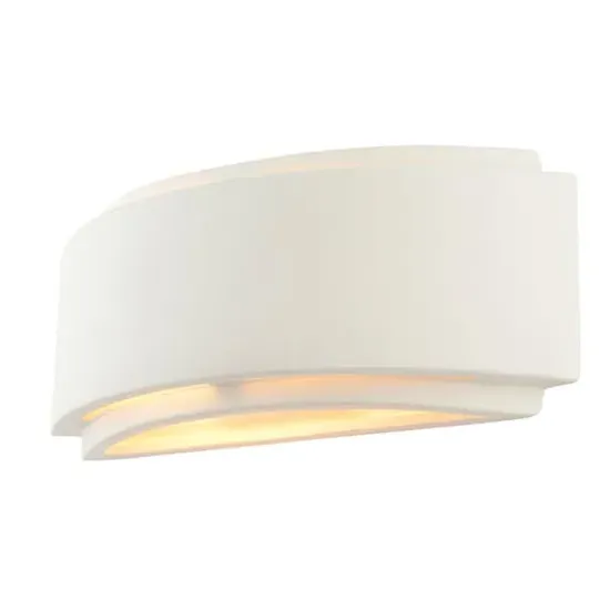 Gianna Curved Wall Light with Up Down Pattern - White, Ceramic image