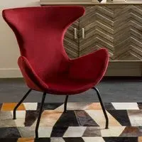 Giausar Bedroom Chair with Metal Legs - Red, Velvet