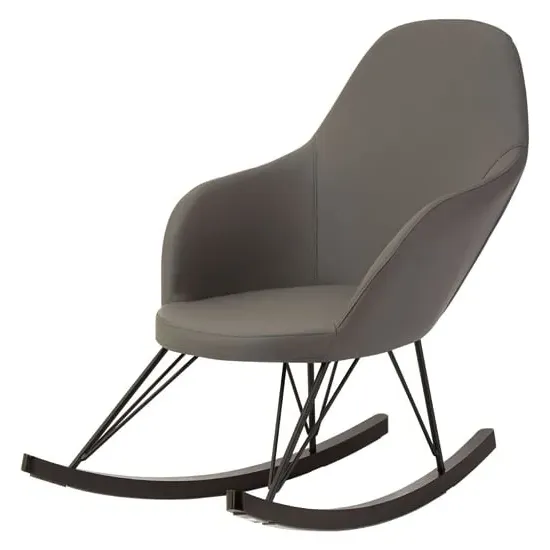 Giausar Rocking Chair - Dark Grey, Faux Leather