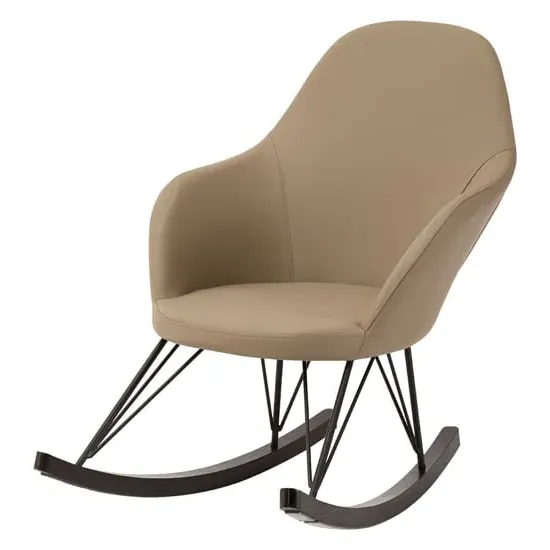 Giausar Rocking Chair - Light Grey, Faux Leather image