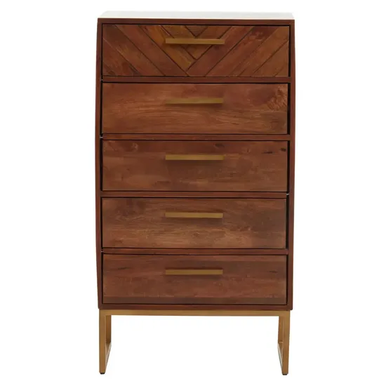 Gijon 5-Drawer Chest of Drawers - Brown, Mango Wood